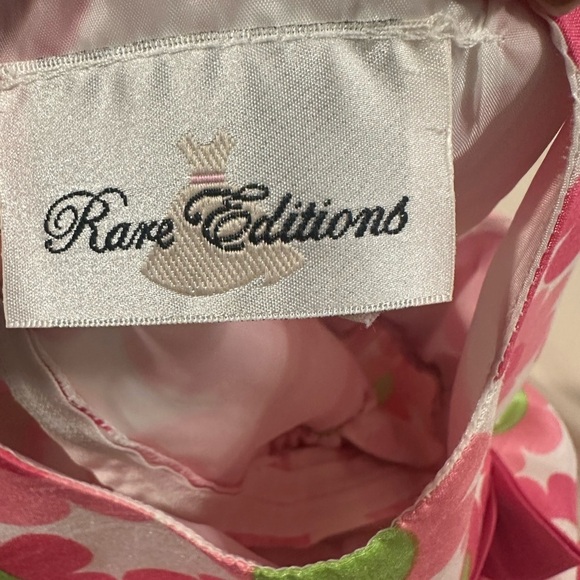 Rare Editions Girls 5 Pink Floral Satin Dress Bow Party Easter Spring Retro - Picture 8 of 9